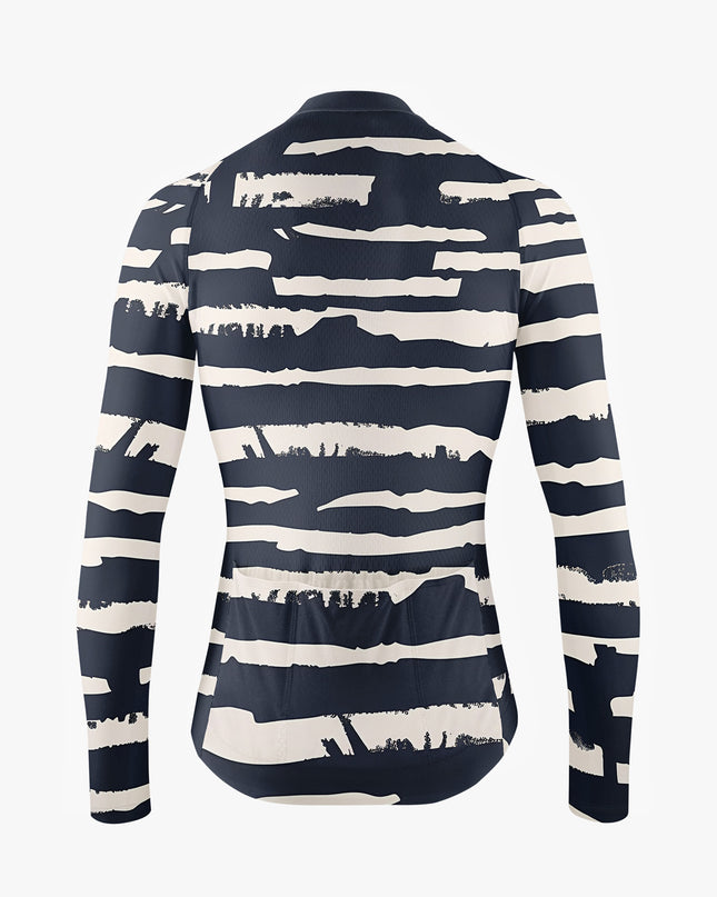 Men’s Black Cycling Jersey with Beige Stripes
