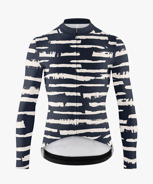 RockBros Men’s Black Cycling Jersey with Beige Stripes