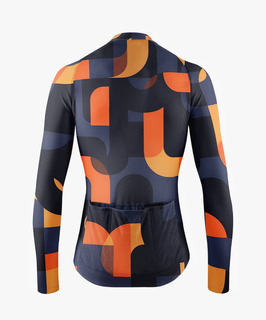 RockBros Men's Long Sleeve Geometric pattern Cycling Jersey