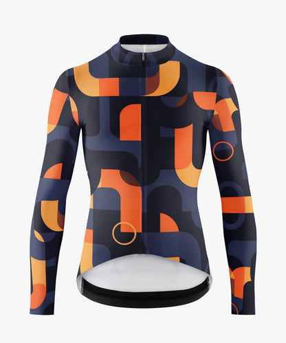 RockBros Men's Long Sleeve Geometric pattern Cycling Jersey
