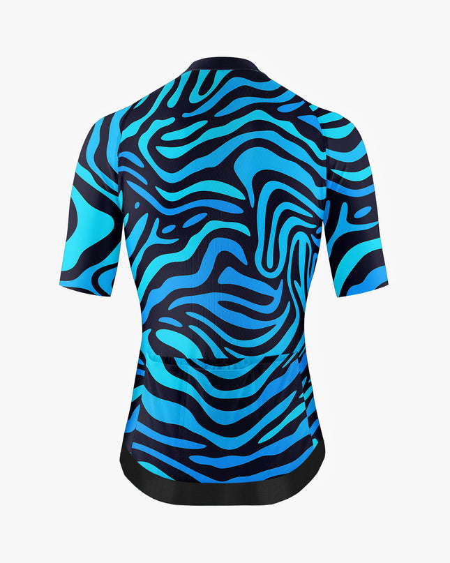 Men’s Black Cycling Jersey with Fluorescent Waves
