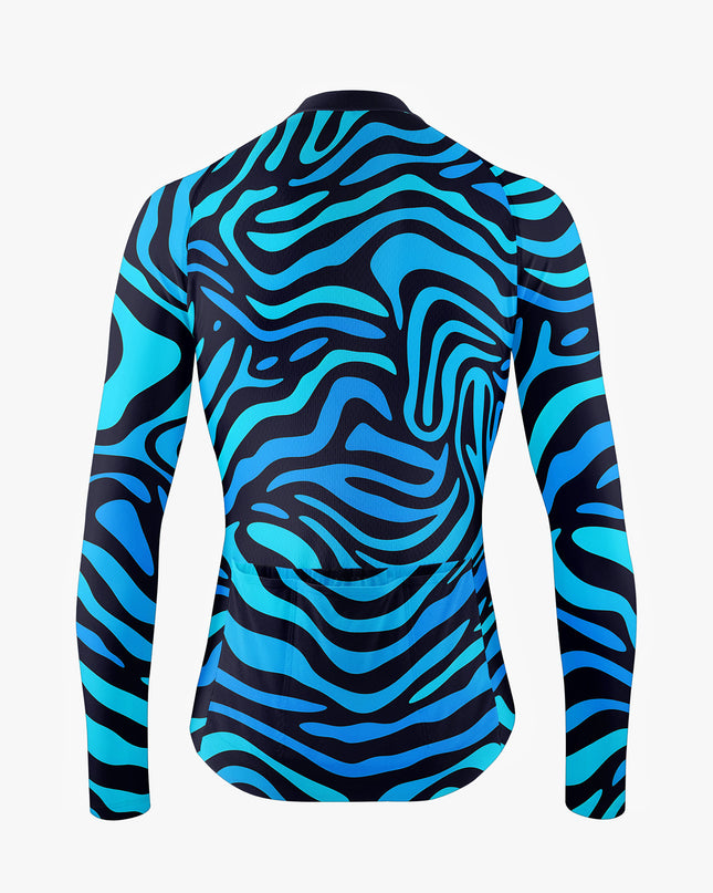 Men’s Black Cycling Jersey with Fluorescent Waves