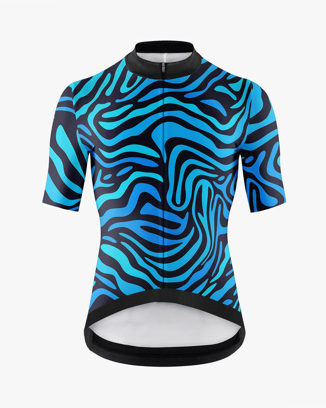Men’s Black Cycling Jersey with Fluorescent Waves