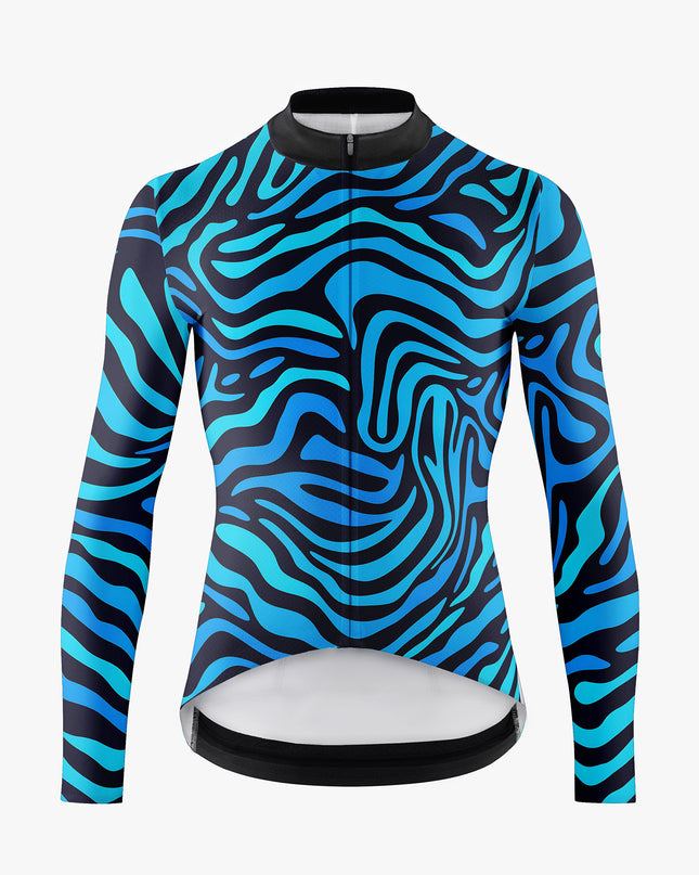 Men’s Black Cycling Jersey with Fluorescent Waves
