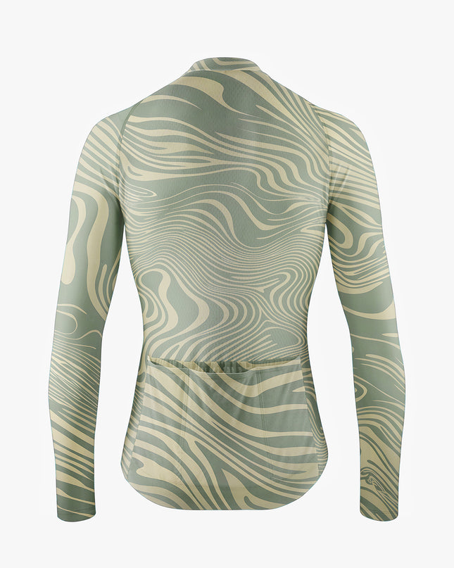 Men’s Green Cycling Jersey with Wave Stripes