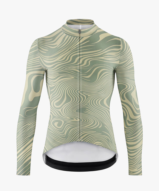 RockBros Men’s Green Cycling Jersey with Wave Stripes
