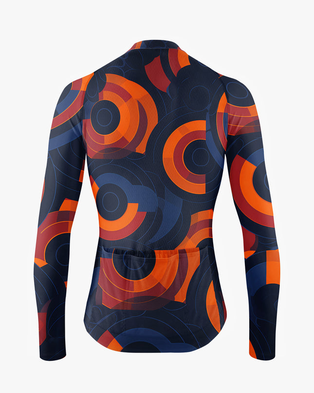 Men’s Black Cycling Jersey with Colorful Circles Print