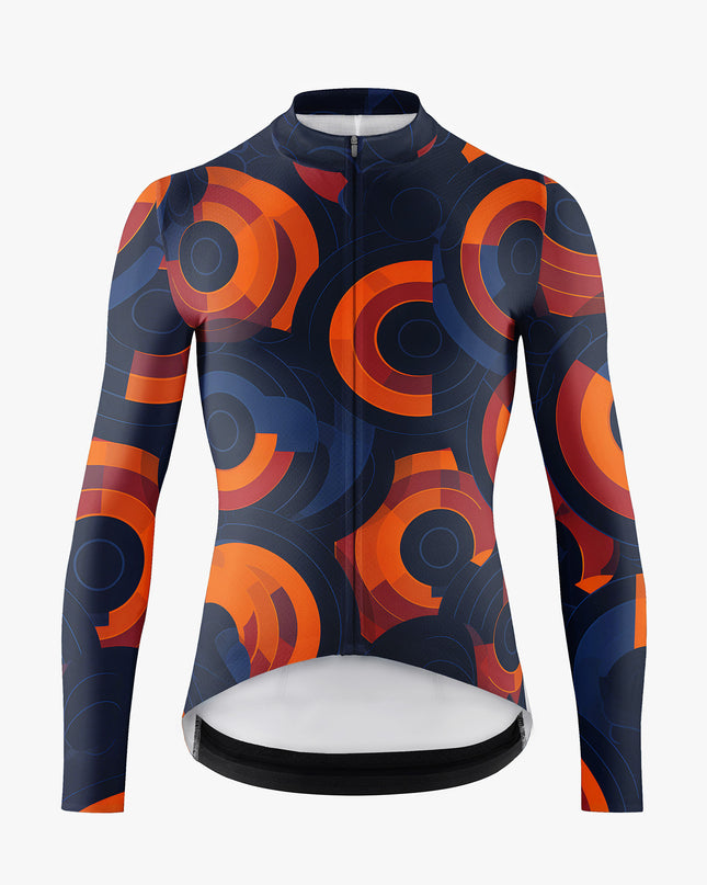 Men’s Black Cycling Jersey with Colorful Circles Print