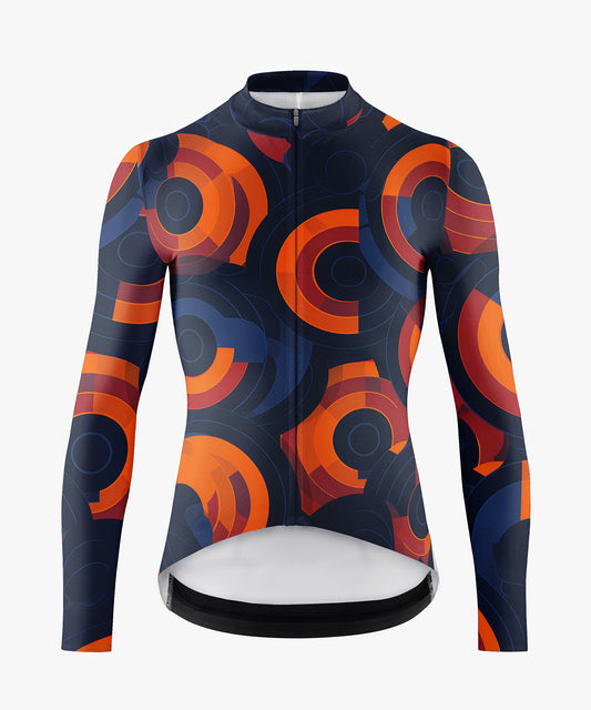 RockBros Men’s Black Cycling Jersey with Colorful Circles Print