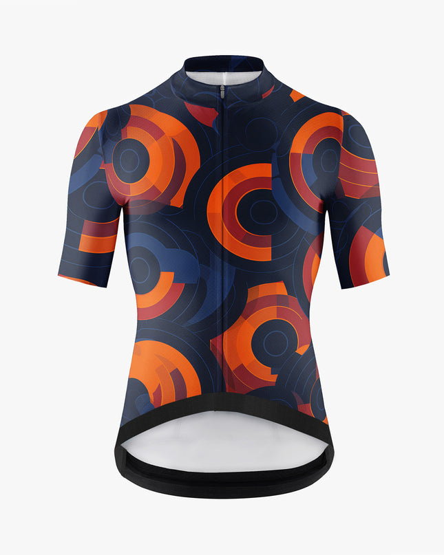 Men’s Black Cycling Jersey with Colorful Circles Print