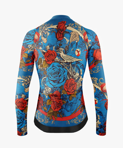 Bird and Rose Printed Cycling Jerseys for Men Breathable Material