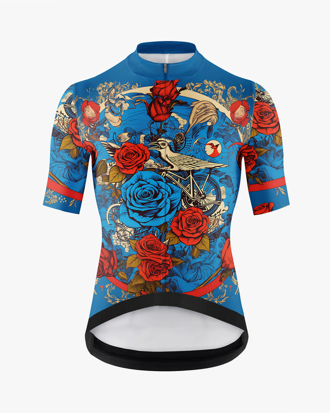 Men’s Blue Gothic Rose Cycling Jersey