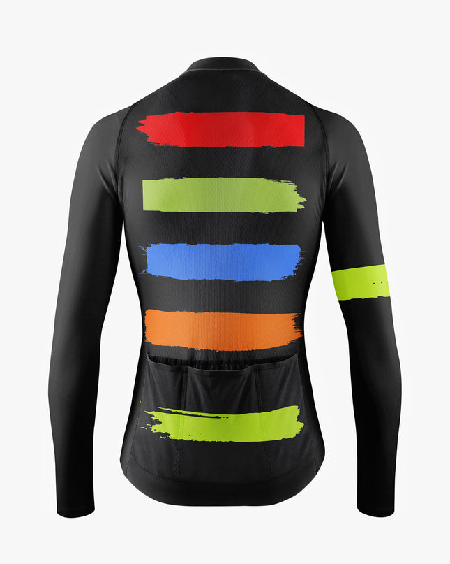 Men’s Black Cycling Jersey with Fluorescent Speed Lines