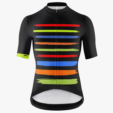 Men’s Black Cycling Jersey with Fluorescent Speed Lines