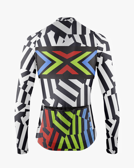 Men’s Black & White Striped Cycling Jersey