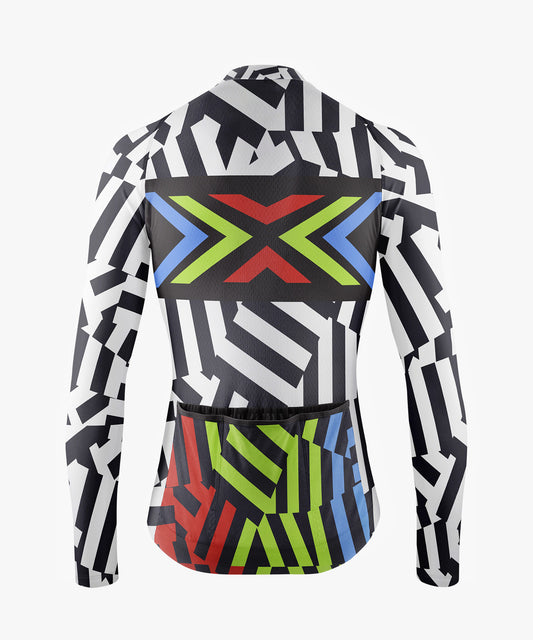 RockBros Men’s Black & White Striped Cycling Jersey