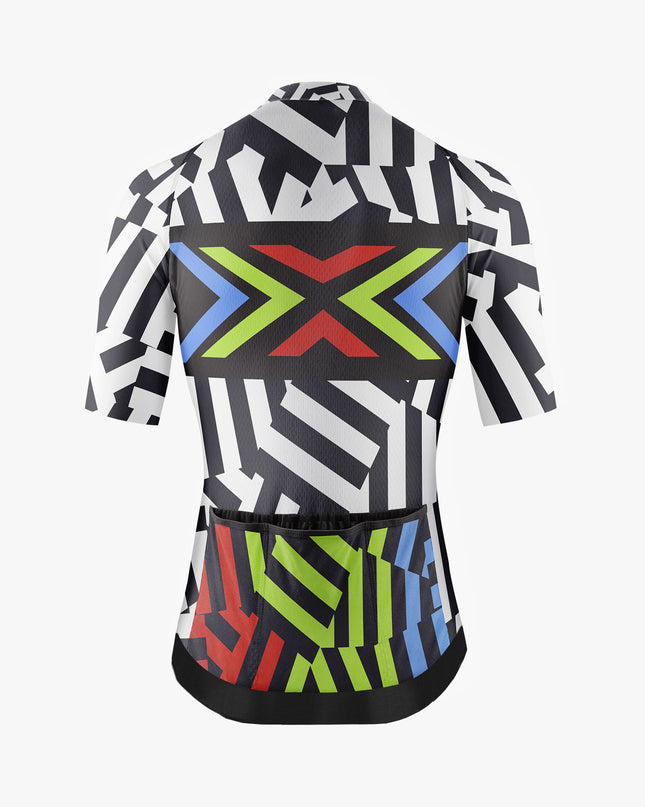 Men’s Black & White Striped Cycling Jersey