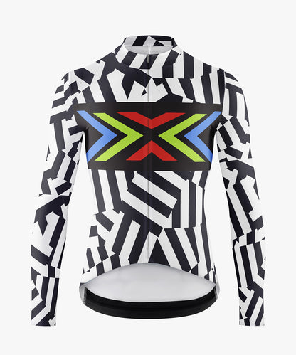 RockBros Men’s Black & White Striped Cycling Jersey