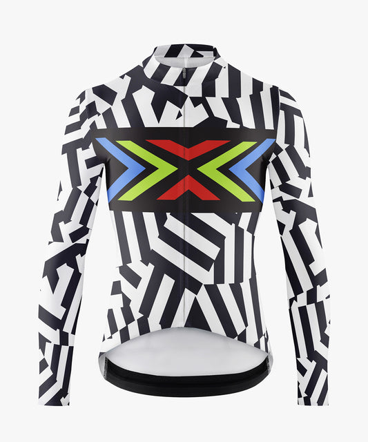 RockBros Men’s Black & White Striped Cycling Jersey