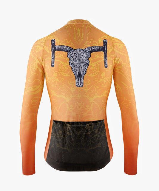 RockBros Men’s Orange Cycling Jersey with Ram Head Design