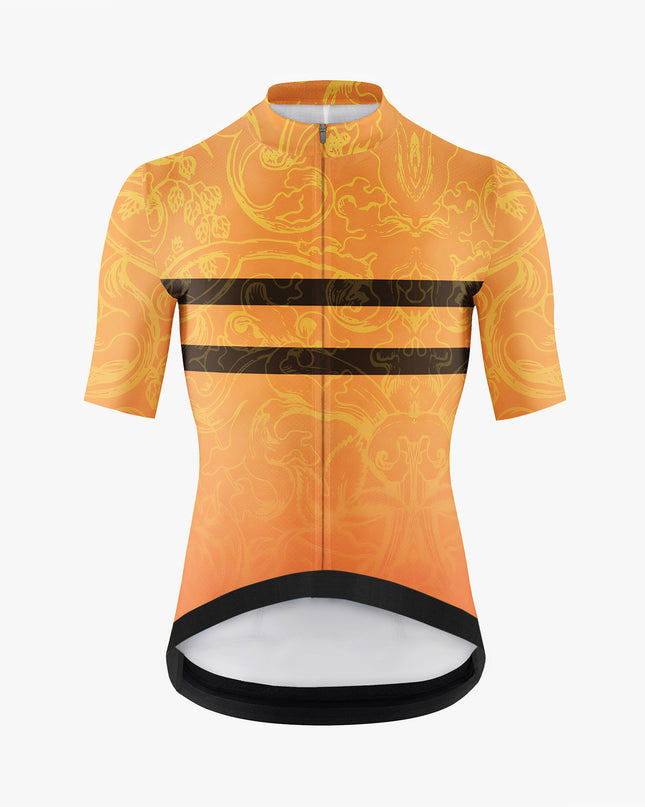 Men’s Orange Cycling Jersey with Ram Head Design