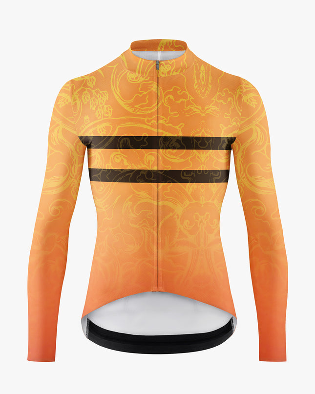 Men’s Orange Cycling Jersey with Ram Head Design