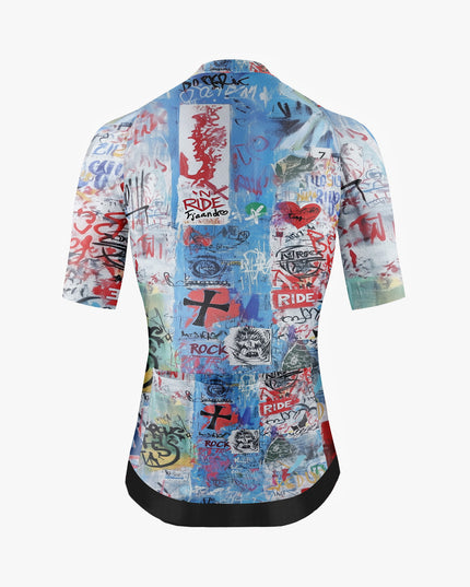 Men’s Light Blue Graffiti Text Cycling Jersey