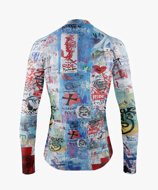 RockBros Men’s Light Blue Graffiti Text Cycling Jersey