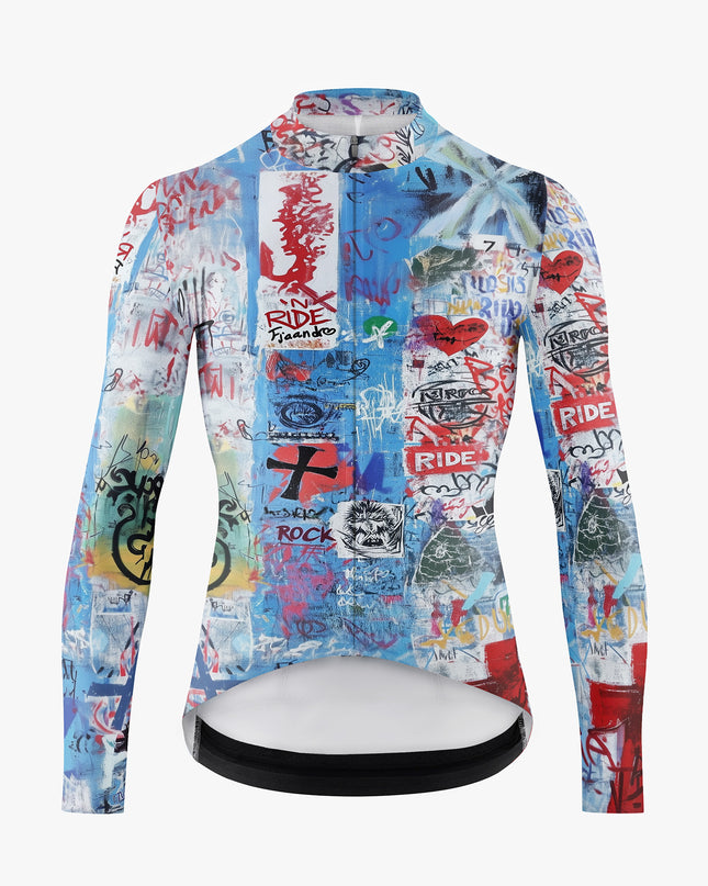 Men’s Light Blue Graffiti Text Cycling Jersey