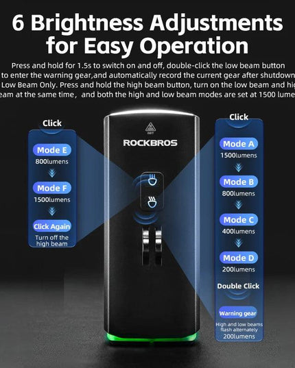 ROCKBROS 3000LM Bicycle Front Light 10000mAh Bicycle Light High Brightness Type-C Bike Lamp Road MTB Cycling Safety Front Lights