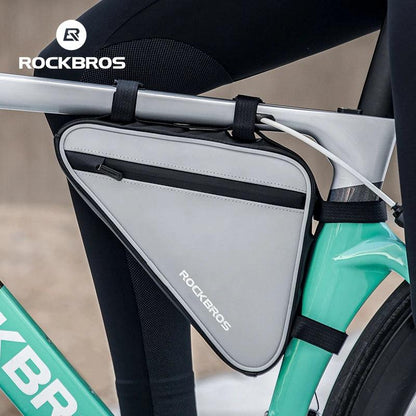 ROCKBROS Bicycle Bag Portable Triangle Bag Reflective Bike Tube Bag Cycling Frame Bag Outdoor Sports Bike Pannier Accessories