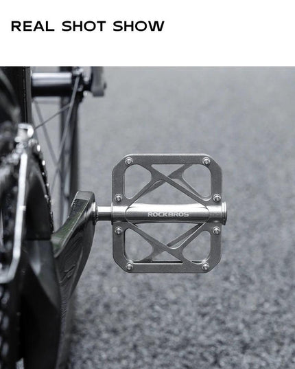 ROCKBROS Titanium Alloy Bike Pedals Ultralight Anti-slip Wide Pedal MTB Road Bike Stainless Steel Nails Cycling Accessories