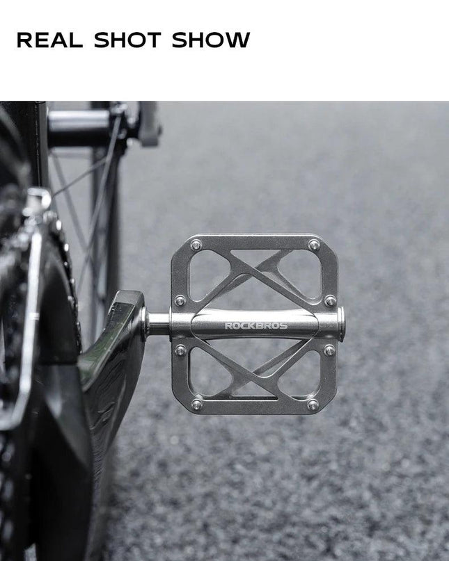 ROCKBROS Titanium Alloy Bike Pedals Ultralight Anti-slip Wide Pedal MTB Road Bike Stainless Steel Nails Cycling Accessories