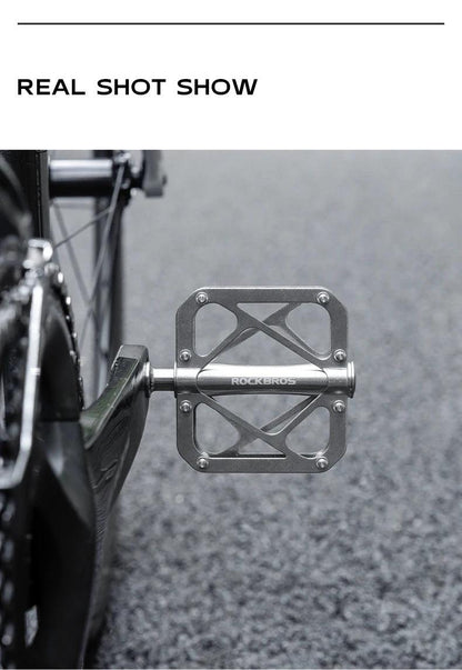 ROCKBROS Titanium Alloy Bike Pedals Ultralight Anti-slip Wide Pedal MTB Road Bike Stainless Steel Nails Cycling Accessories