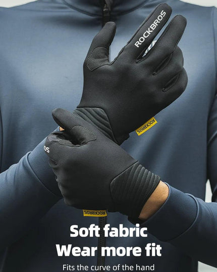ROCKBROS Cycling Gloves MTB Road Bike Non-slip Gloves Touch Screen Winter Thermal Fleece Warmer Windproof Gloves Full Finger