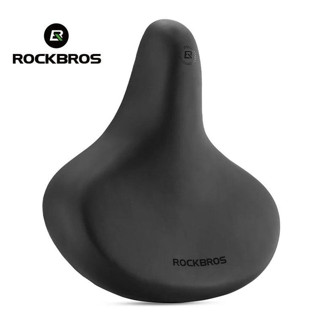 ROCKBROS Bicycle Saddle PVC Leather Comfortable Bike Seat Soft Shock Absorption Oversize Water-Resistant Cycling Cushion