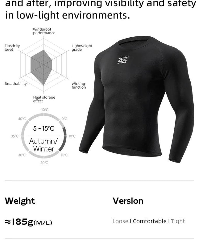 ROCKBROS Winter Cycling Underwear Warm Breathable Moisture Wicking First Layer Bicycle Clothing for Men Cycling Base Layer Sport