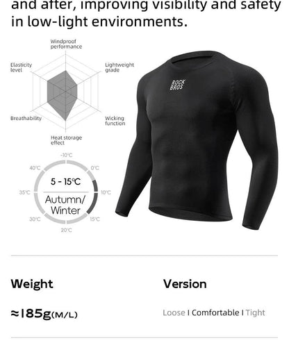 ROCKBROS Winter Cycling Underwear Warm Breathable Moisture Wicking First Layer Bicycle Clothing for Men Cycling Base Layer Sport