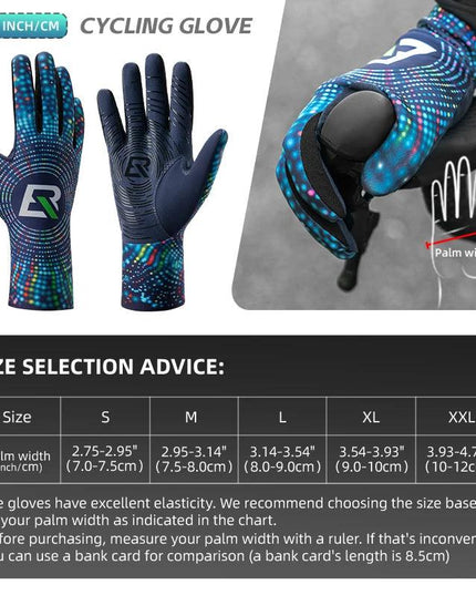 ROCKBROS Winter Gloves Windproof Thermal Warm Cycling Gloves Silicone Anti-Slip Motorcycle Ski Touch Screen Fleece Gloves