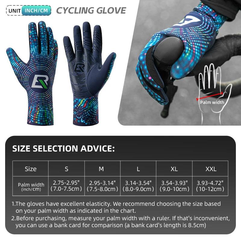 ROCKBROS Winter Gloves Windproof Thermal Warm Cycling Gloves Silicone Anti-Slip Motorcycle Ski Touch Screen Fleece Gloves