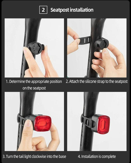 ROCKBROS Smart Bicycle Brake Light IPx6 Taillight Type-C Bike Tail Rear Light Auto Stop LED Riding Warning Safety Cycling Light
