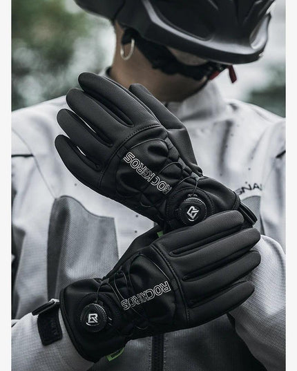 ROCKBROS Warm Bicycle Gloves Outdoor Touch Screen Winter Gloves Windproof Motorcycle Scooter Ski Anti-slip Thermal Bike Glove
