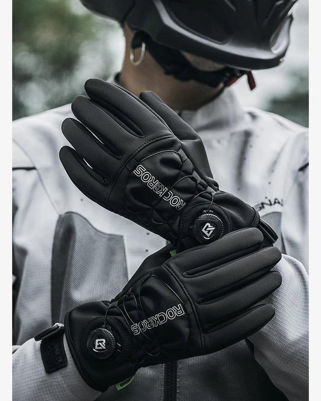 ROCKBROS Warm Bicycle Gloves Outdoor Touch Screen Winter Gloves Windproof Motorcycle Scooter Ski Anti-slip Thermal Bike Glove