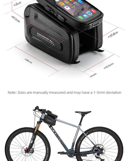 ROCKBROS Bicycle Bag Shockproof Touchscreen Top Tube Bags EVA Hard Shell Front Frame Phone Case Bike Bag Cycling Accessories