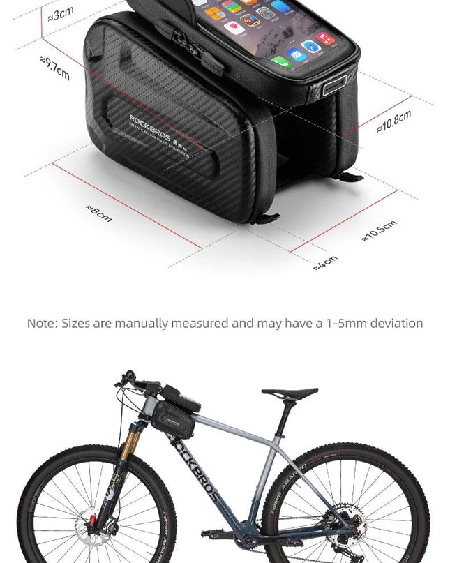 ROCKBROS Bicycle Bag Shockproof Touchscreen Top Tube Bags EVA Hard Shell Front Frame Phone Case Bike Bag Cycling Accessories