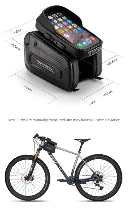 ROCKBROS Bicycle Bag Shockproof Touchscreen Top Tube Bags EVA Hard Shell Front Frame Phone Case Bike Bag Cycling Accessories