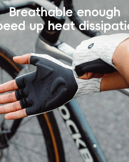 ROCKBROS Cycling Gloves Sunscreen Breathable MTB Road Bike Gloves Shock Absorption Non-slip Gloves Outdoor Thickened Palm Pad