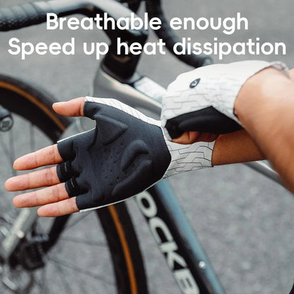 ROCKBROS Cycling Gloves Sunscreen Breathable MTB Road Bike Gloves Shock Absorption Non-slip Gloves Outdoor Thickened Palm Pad