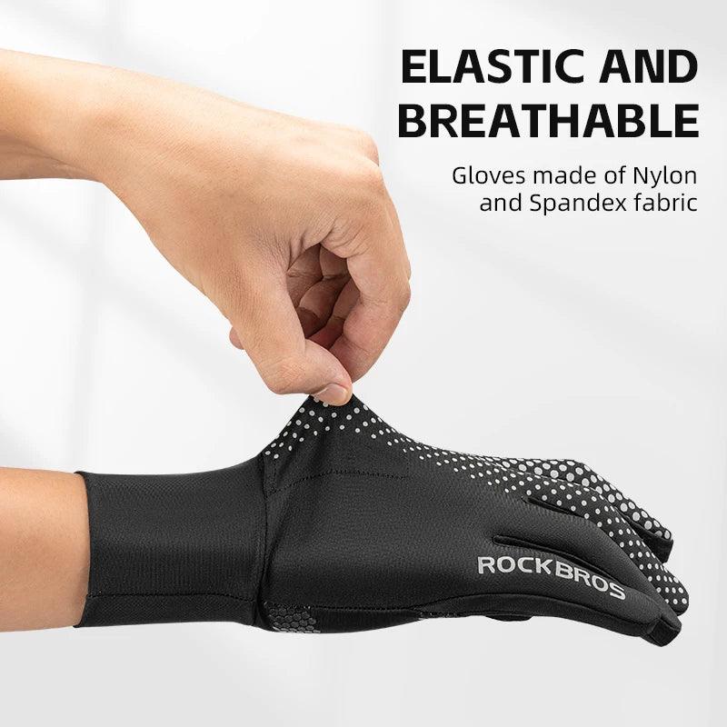 ROCKBROS Full Finger Gloves Sports Breathable Touch Screen Gloves MTB Road Bike Non-slip Gloves Cycling Lengthened Wrist Outdoor