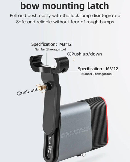 ROCKBROS Bicycle Tail Light With Lock Bluetooth Password Pairing Bike Lock Light IPX6 Waterproof Warning Light Tail  Accessories